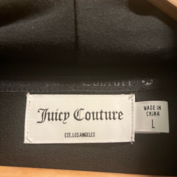 NWOT Juicy Couture Woman’s Rhinestone and Black Sweatshirt with hood, size L - Picture 3 of 4